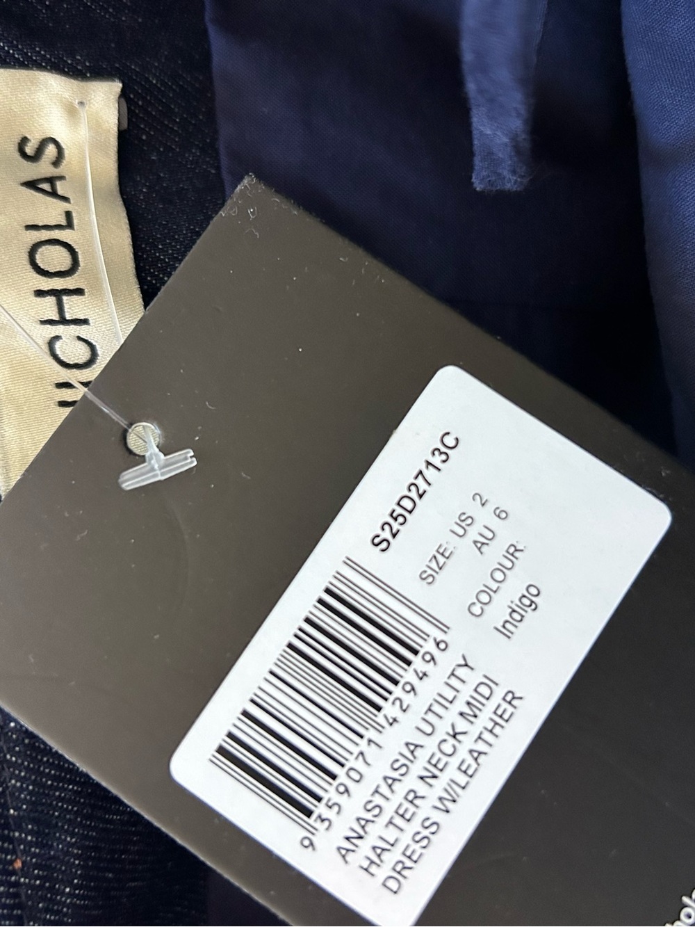 NWT NICHOLAS Anastasia Utility Halterneck Denim Indigo Midi Belted Dress 2 - Picture 15 of 17